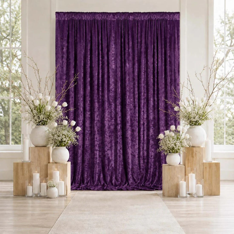 10 ft x 12 ft Premium Crushed Velvet Backdrop Curtain with Rod Pocket