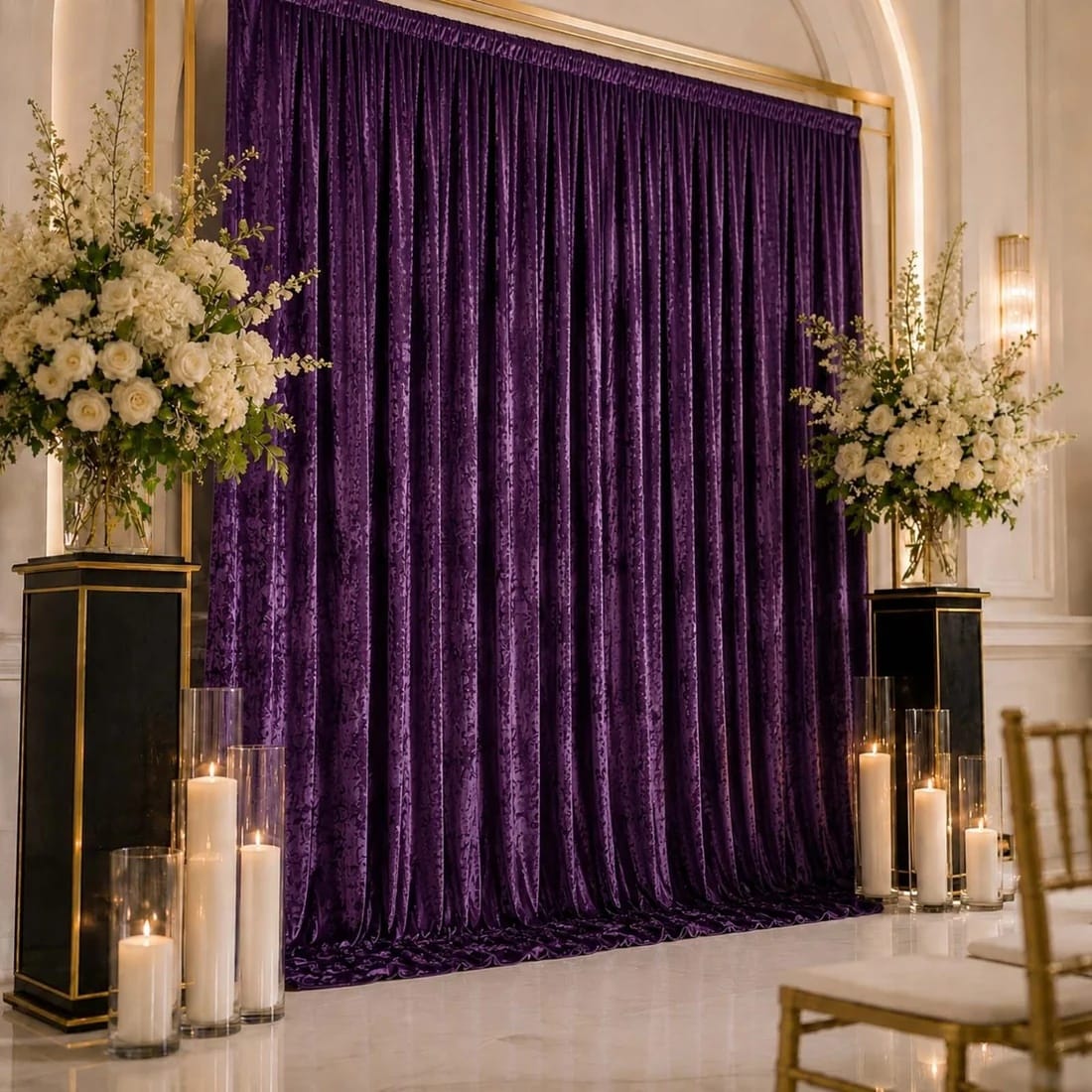 10 ft x 12 ft Premium Crushed Velvet Backdrop Curtain with Rod Pocket