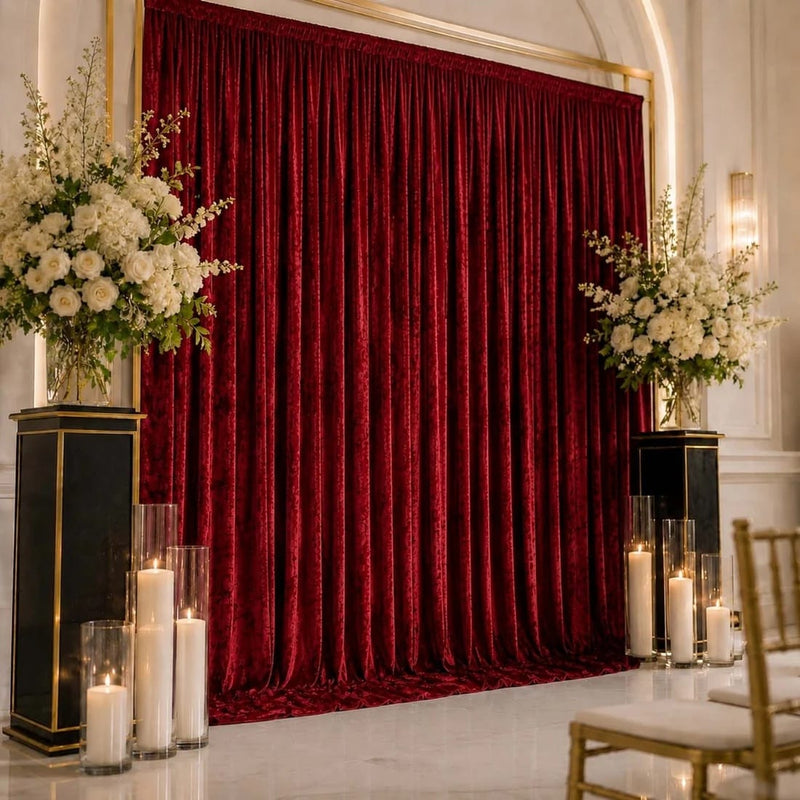 10 ft x 12 ft Premium Crushed Velvet Backdrop Curtain with Rod Pocket