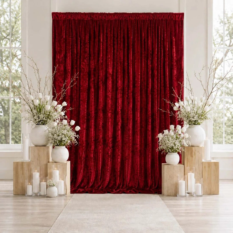 10 ft x 12 ft Premium Crushed Velvet Backdrop Curtain with Rod Pocket