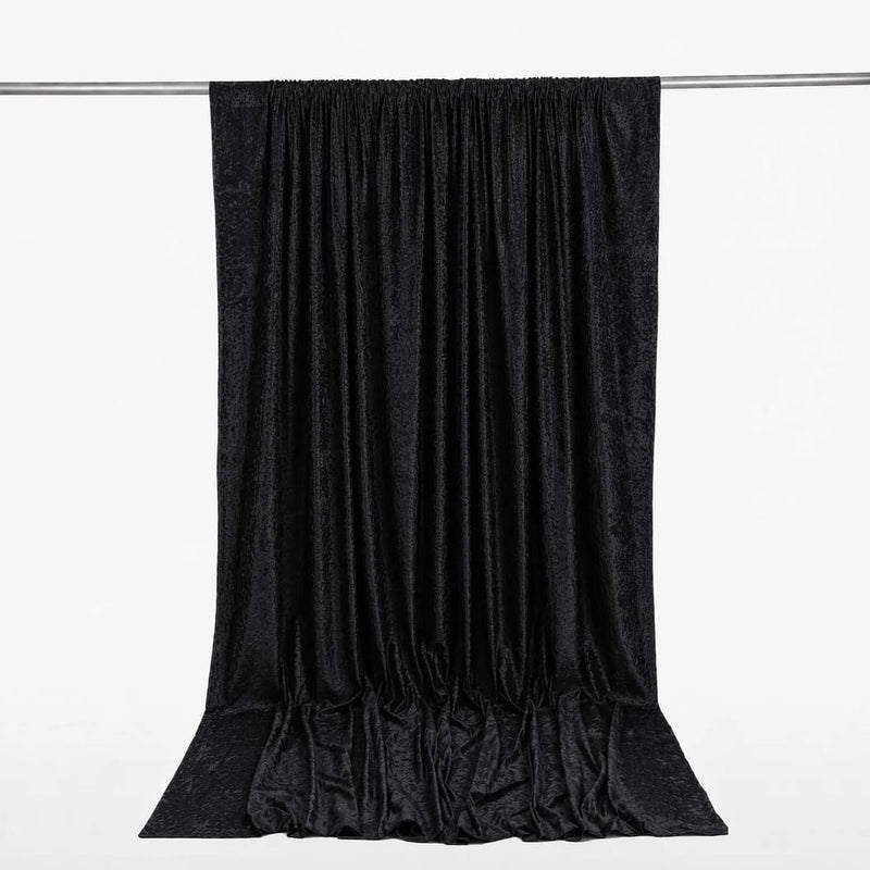 10 ft x 12 ft Premium Crushed Velvet Backdrop Curtain with Rod Pocket BKDP_VEL_PRM_10X12_BLK