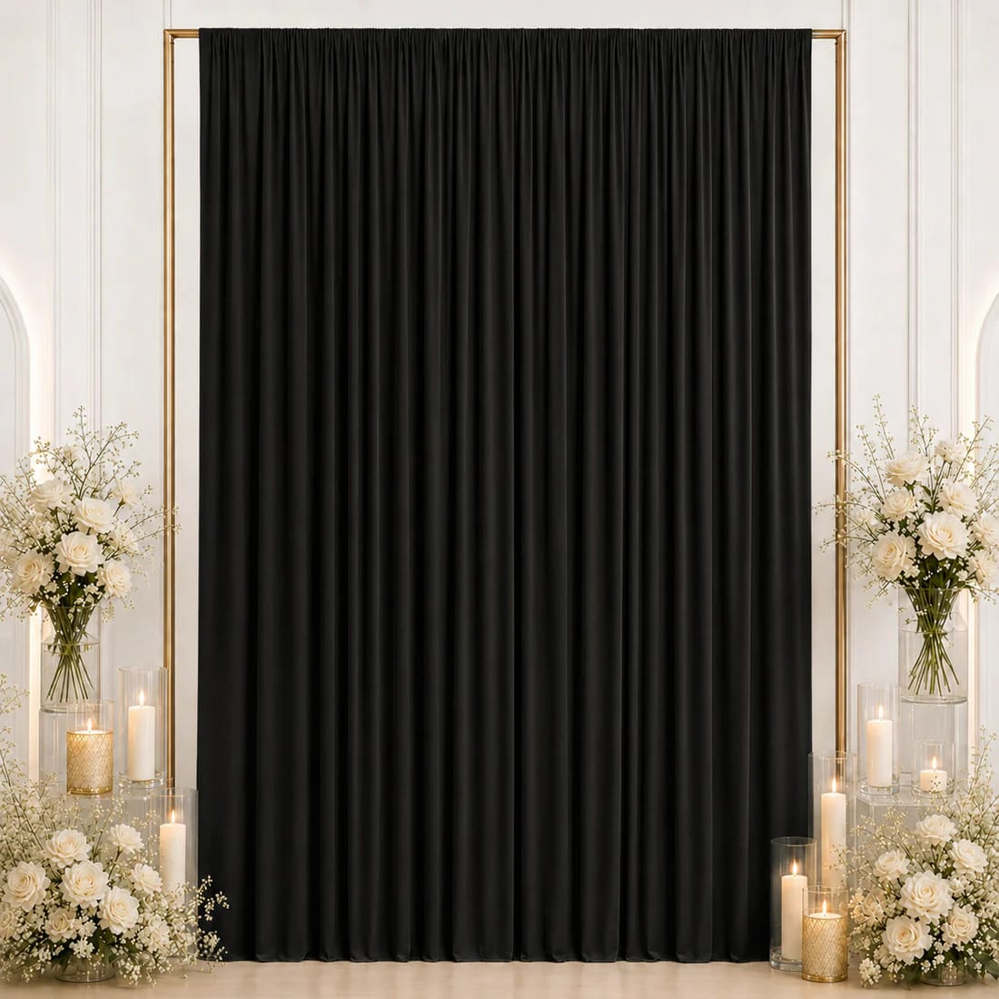 10 ft x 12 ft Wrinkle-Free Spandex Backdrop Curtain with Rod Pocket