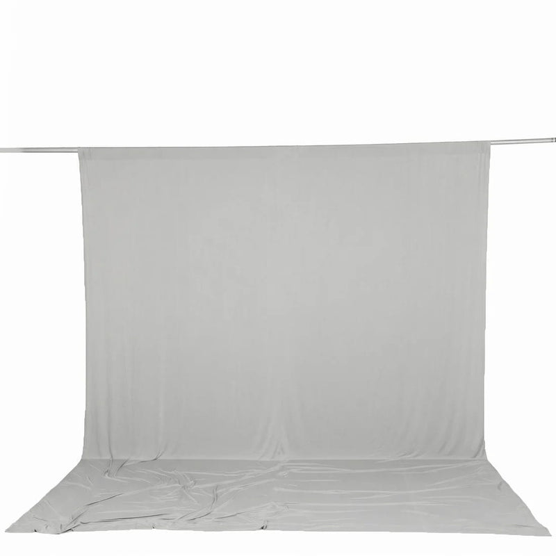 10 ft x 12 ft Wrinkle-Free Spandex Backdrop Curtain with Rod Pocket CUR_PANSPX_10X12_SILV
