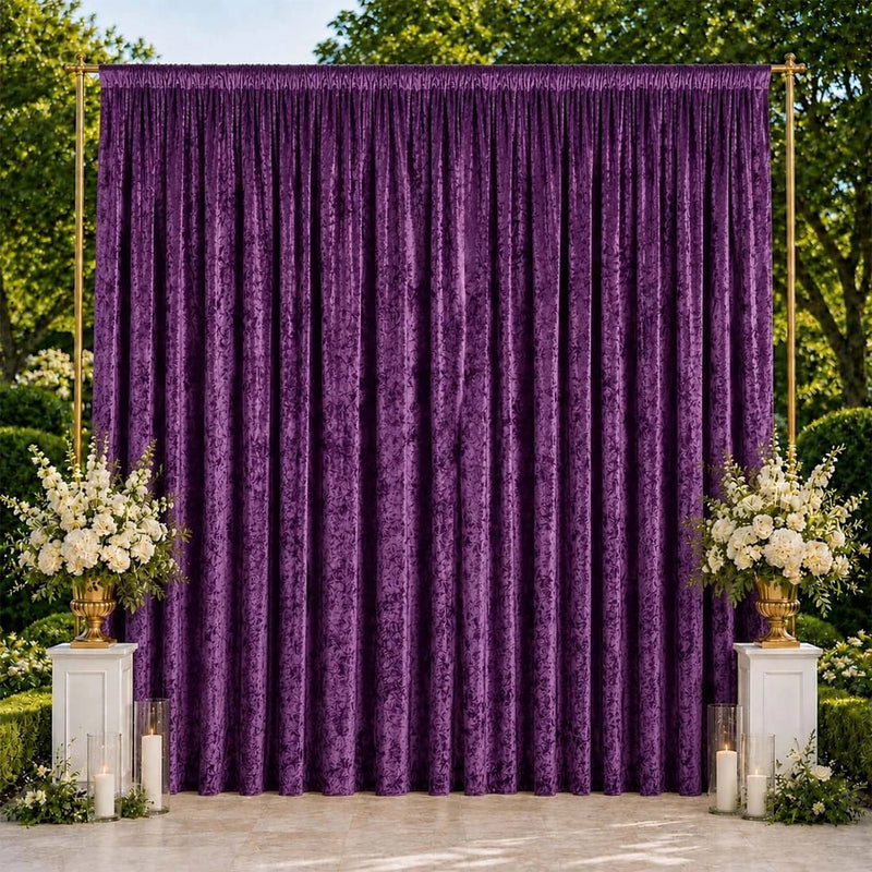 10 ft x 14 ft Premium Crushed Velvet Backdrop Curtain with Rod Pocket