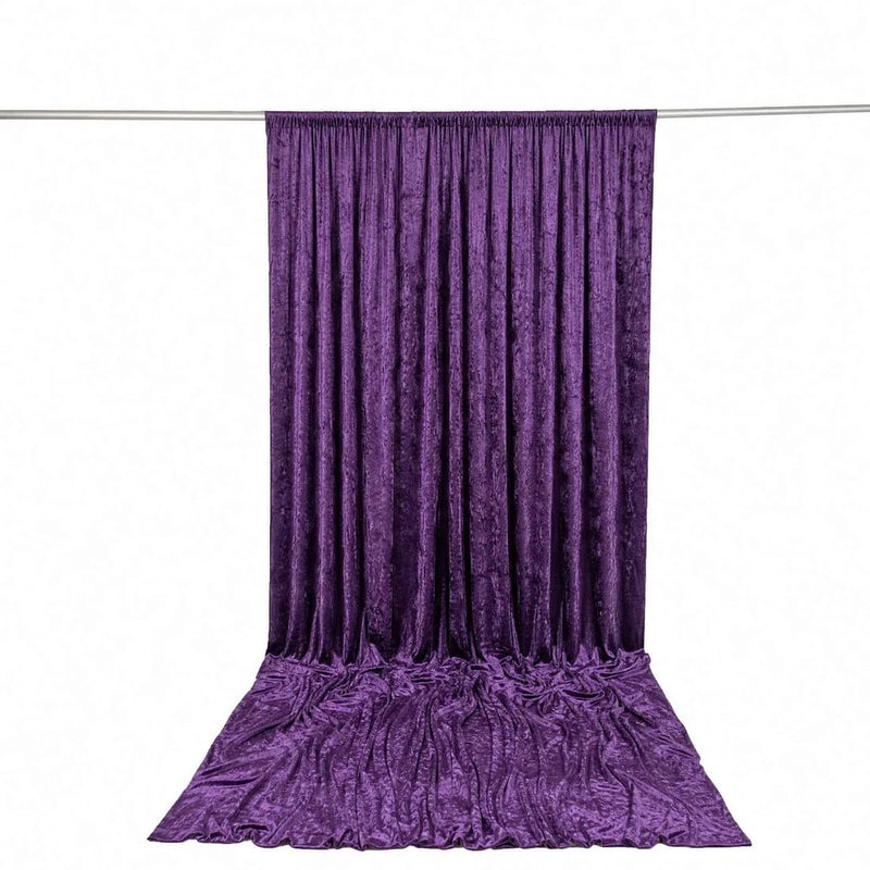 10 ft x 14 ft Premium Crushed Velvet Backdrop Curtain with Rod Pocket BKDP_VEL_PRM_10X14_PURP