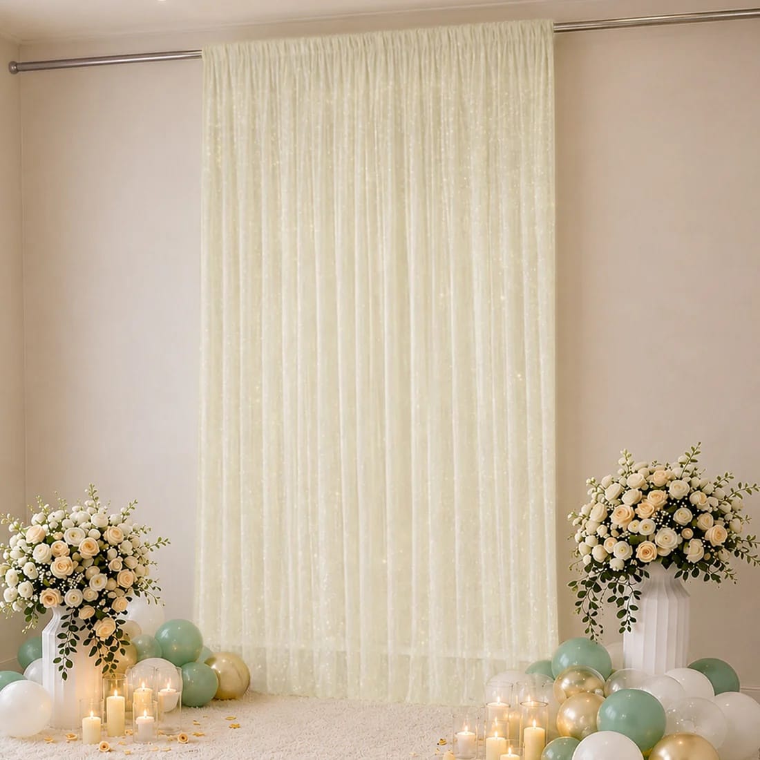 10 ft x 14 ft Wedding Arch Drape Backdrop Curtain Panel with Rod Pocket