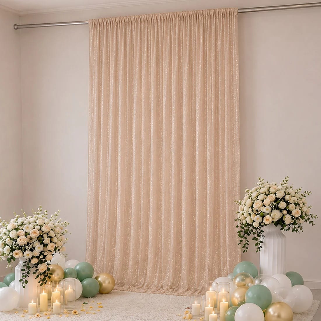 10 ft x 14 ft Wedding Arch Drape Backdrop Curtain Panel with Rod Pocket