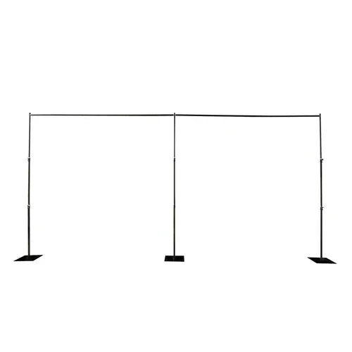 10 ft x 20 ft Heavy Duty Metal Adjustable Backdrop Stand with 3 Flat Steel Bases - Black BKDP_STND07_10X20FT_POLE