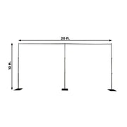 10 ft x 20 ft Heavy Duty Metal Adjustable Backdrop Stand with 3 Flat Steel Bases - Black BKDP_STND07_10X20FT_POLE