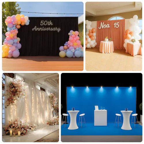 10 ft x 20 ft Heavy Duty Metal Adjustable Backdrop Stand with 3 Flat Steel Bases - Black BKDP_STND07_10X20FT_POLE