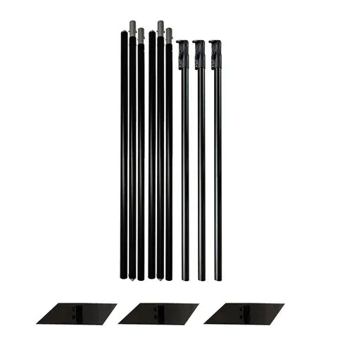10 ft x 20 ft Heavy Duty Metal Adjustable Backdrop Stand with 3 Flat Steel Bases - Black BKDP_STND07_10X20FT_POLE