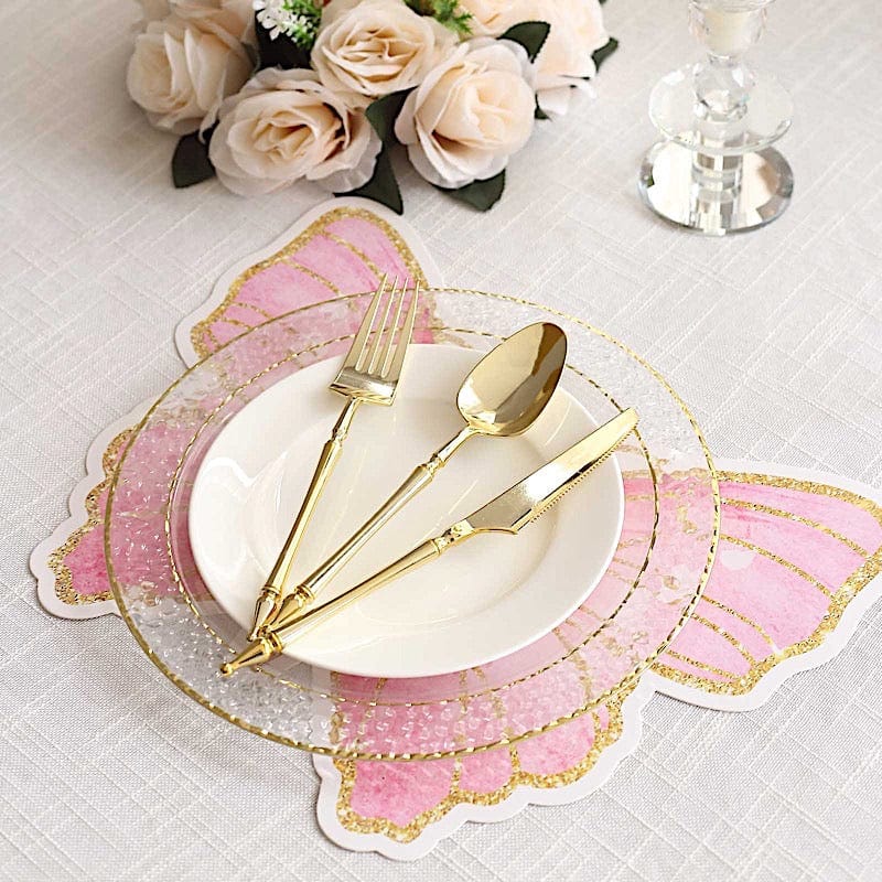 10 Glitter Butterfly Cardboard Paper Placemats - Pink and Gold DSP_CHRG_BUT01_PINK
