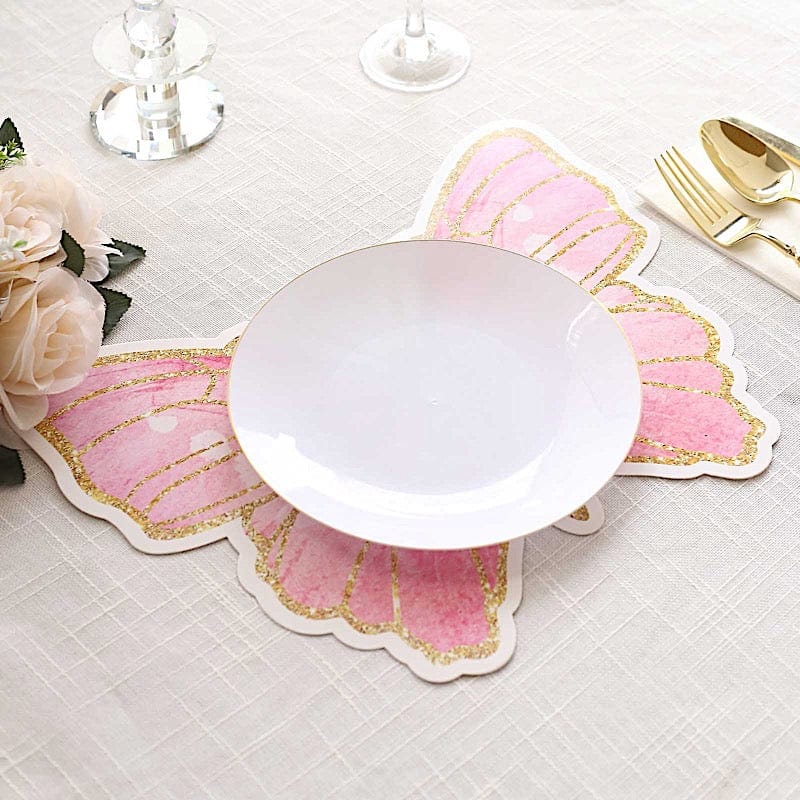 10 Glitter Butterfly Cardboard Paper Placemats - Pink and Gold DSP_CHRG_BUT01_PINK