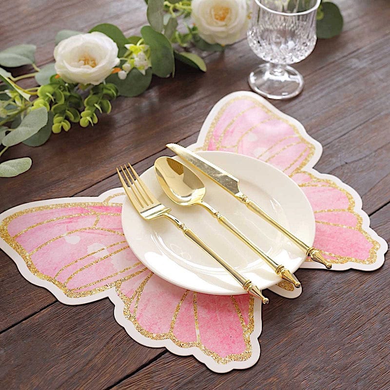 10 Glitter Butterfly Cardboard Paper Placemats - Pink and Gold DSP_CHRG_BUT01_PINK