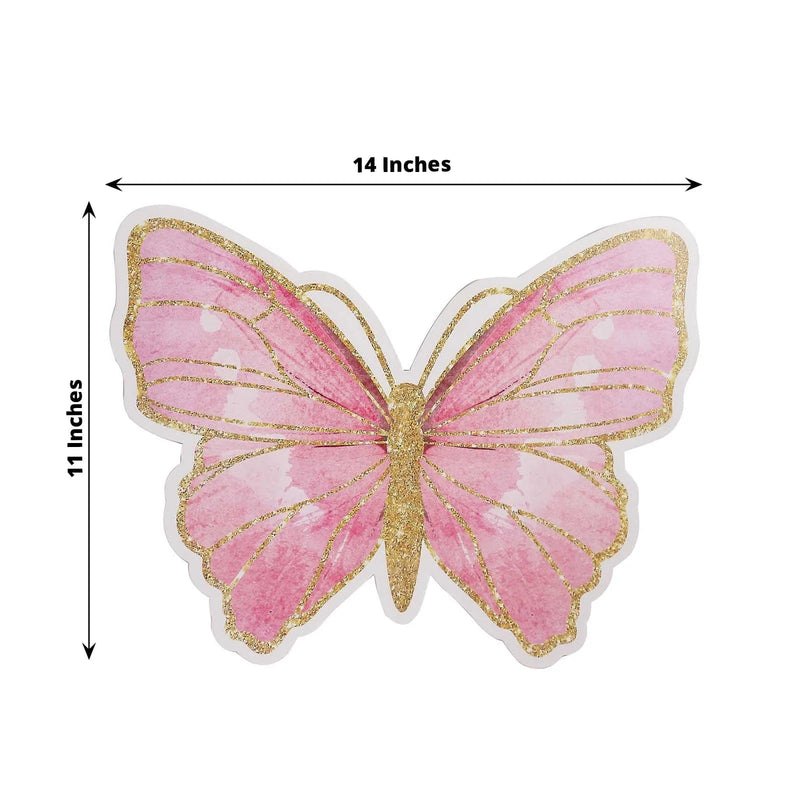 10 Glitter Butterfly Cardboard Paper Placemats - Pink and Gold DSP_CHRG_BUT01_PINK