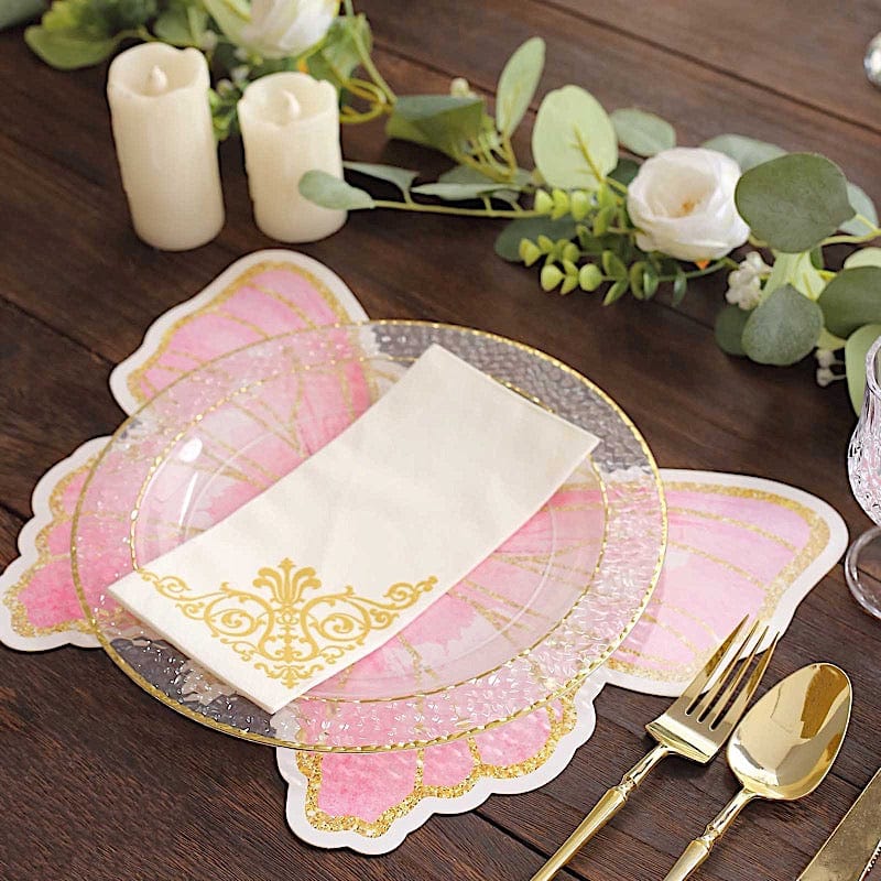 10 Glitter Butterfly Cardboard Paper Placemats - Pink and Gold DSP_CHRG_BUT01_PINK