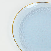 10 Glossy Round Plastic Salad and Dinner Plates with Gold Rim - Disposable Tableware