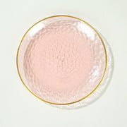 10 Glossy Round Plastic Salad and Dinner Plates with Gold Rim - Disposable Tableware