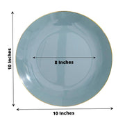 10 Glossy Round Plastic Salad and Dinner Plates with Gold Rim - Disposable Tableware