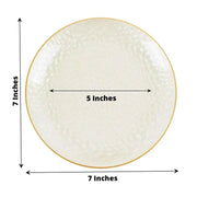 10 Glossy Round Plastic Salad and Dinner Plates with Gold Rim - Disposable Tableware