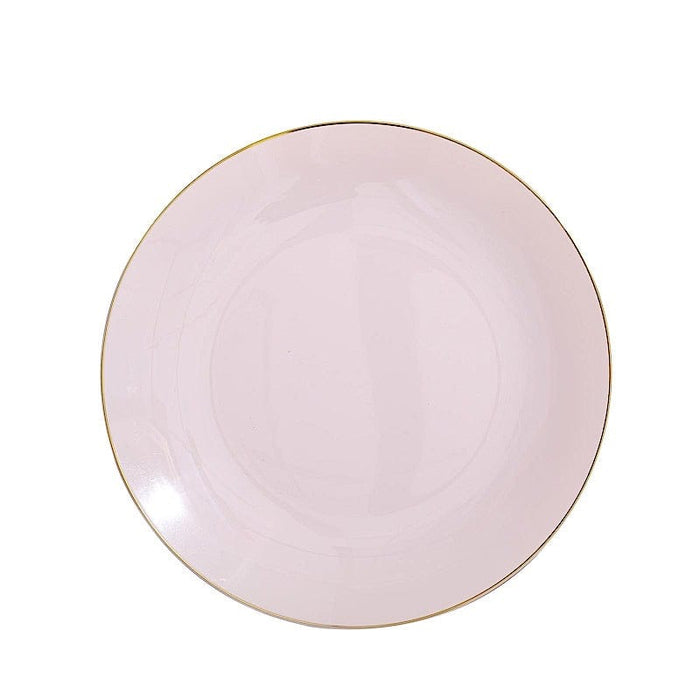 10 Glossy Round Plastic Salad and Dinner Plates with Gold Rim - Disposable Tableware DSP_PLR0018_10_046GD