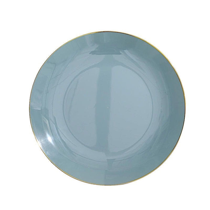 10 Glossy Round Plastic Salad and Dinner Plates with Gold Rim - Disposable Tableware DSP_PLR0018_10_086GD