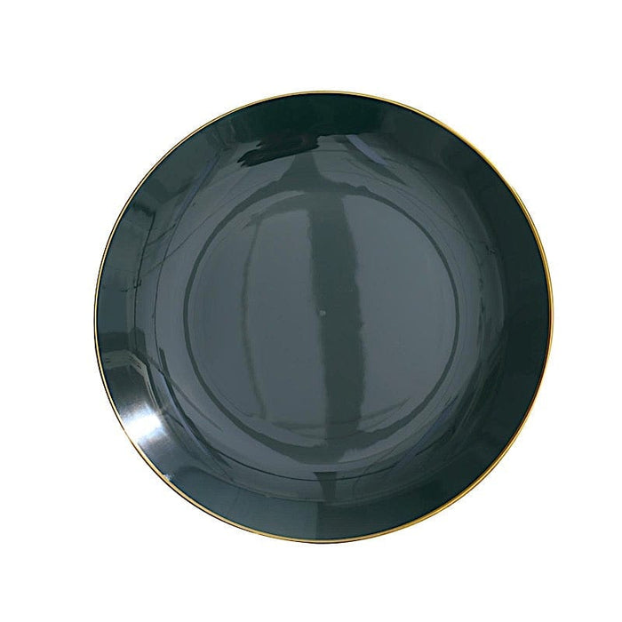 10 Glossy Round Plastic Salad and Dinner Plates with Gold Rim - Disposable Tableware DSP_PLR0018_10_HNGD