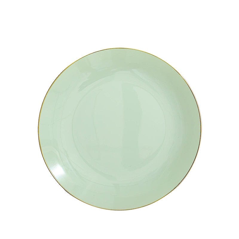 10 Glossy Round Plastic Salad and Dinner Plates with Gold Rim - Disposable Tableware DSP_PLR0018_10_SGGD