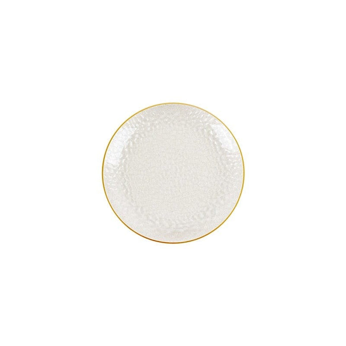 10 Glossy Round Plastic Salad and Dinner Plates with Gold Rim - Disposable Tableware DSP_PLR0018_7_GLGD
