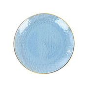 10 Glossy Round Plastic Salad and Dinner Plates with Gold Rim - Disposable Tableware DSP_PLR0018_7_T086GD