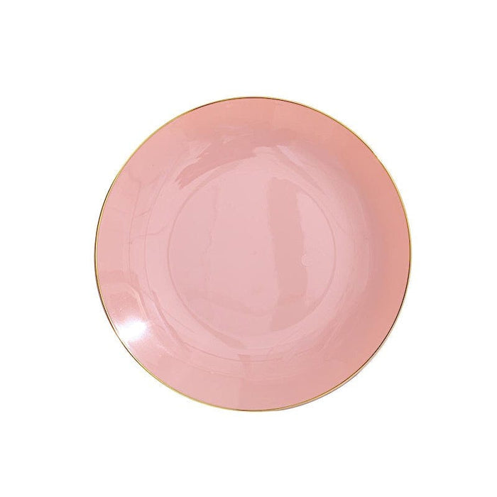 10 Glossy Round Plastic Salad and Dinner Plates with Gold Rim - Disposable Tableware DSP_PLR0018_8_080GD