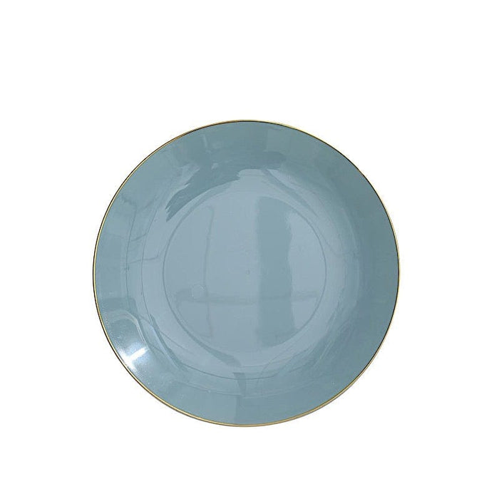 10 Glossy Round Plastic Salad and Dinner Plates with Gold Rim - Disposable Tableware DSP_PLR0018_8_086GD