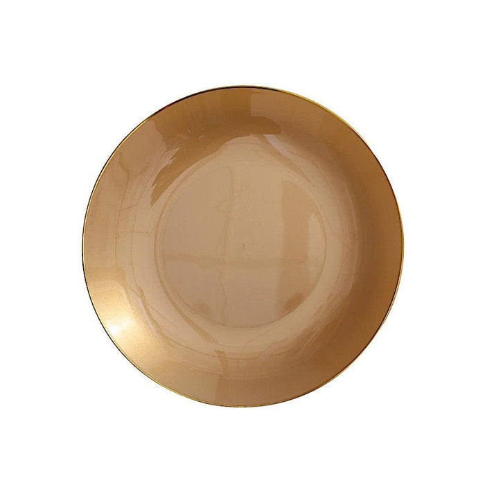 10 Glossy Round Plastic Salad and Dinner Plates with Gold Rim - Disposable Tableware DSP_PLR0018_8_GDGD