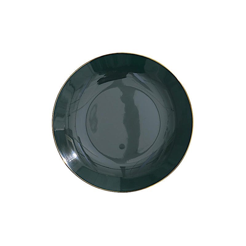 10 Glossy Round Plastic Salad and Dinner Plates with Gold Rim - Disposable Tableware DSP_PLR0018_8_HNGD