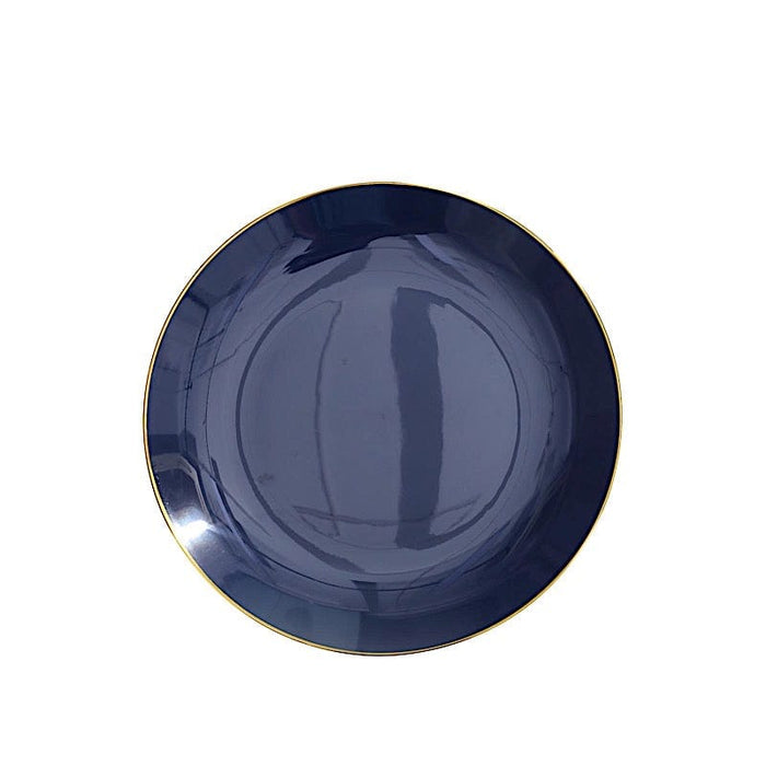 10 Glossy Round Plastic Salad and Dinner Plates with Gold Rim - Disposable Tableware DSP_PLR0018_8_NVGD