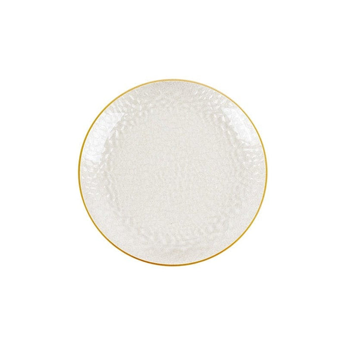 10 Glossy Round Plastic Salad and Dinner Plates with Gold Rim - Disposable Tableware DSP_PLR0018_9_GLGD