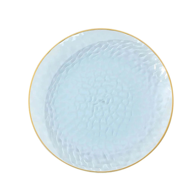 10 Glossy Round Plastic Salad and Dinner Plates with Gold Rim - Disposable Tableware DSP_PLR0018_9_T086GD