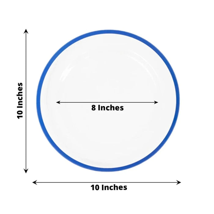 10 Round Plastic Salad Plates with Gold Rim - Disposable Tableware