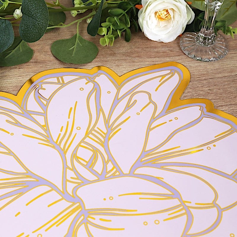 10 Lavender Peony Flower Print with Gold Foil Edges Cardboard Placemats - Lilac DSP_CHRG_PEO02_LAV
