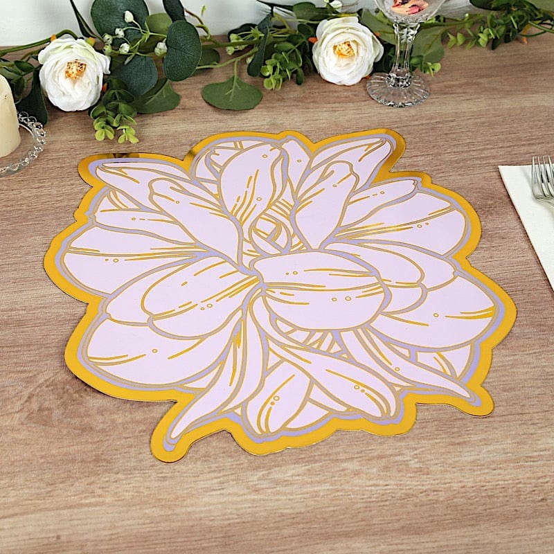 10 Lavender Peony Flower Print with Gold Foil Edges Cardboard Placemats - Lilac DSP_CHRG_PEO02_LAV