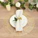 10 Mesh Organza Round Placemats with Gold Foil Leaf Vines - White PLMAT_MET14_GOLD