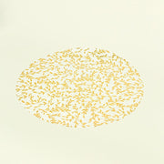 10 Mesh Organza Round Placemats with Gold Foil Leaf Vines - White PLMAT_MET14_GOLD