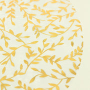 10 Mesh Organza Round Placemats with Gold Foil Leaf Vines - White PLMAT_MET14_GOLD