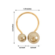 10 Metal 2.5" Napkin Rings with White Faux Pearls