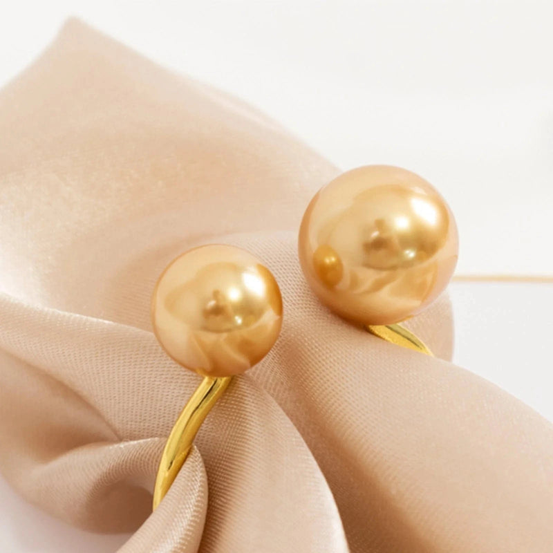 10 Metal 2.5" Napkin Rings with White Faux Pearls