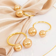 10 Metal 2.5" Napkin Rings with White Faux Pearls