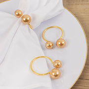 10 Metal 2.5" Napkin Rings with White Faux Pearls