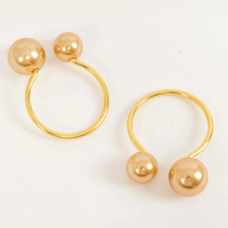 10 Metal 2.5" Napkin Rings with White Faux Pearls