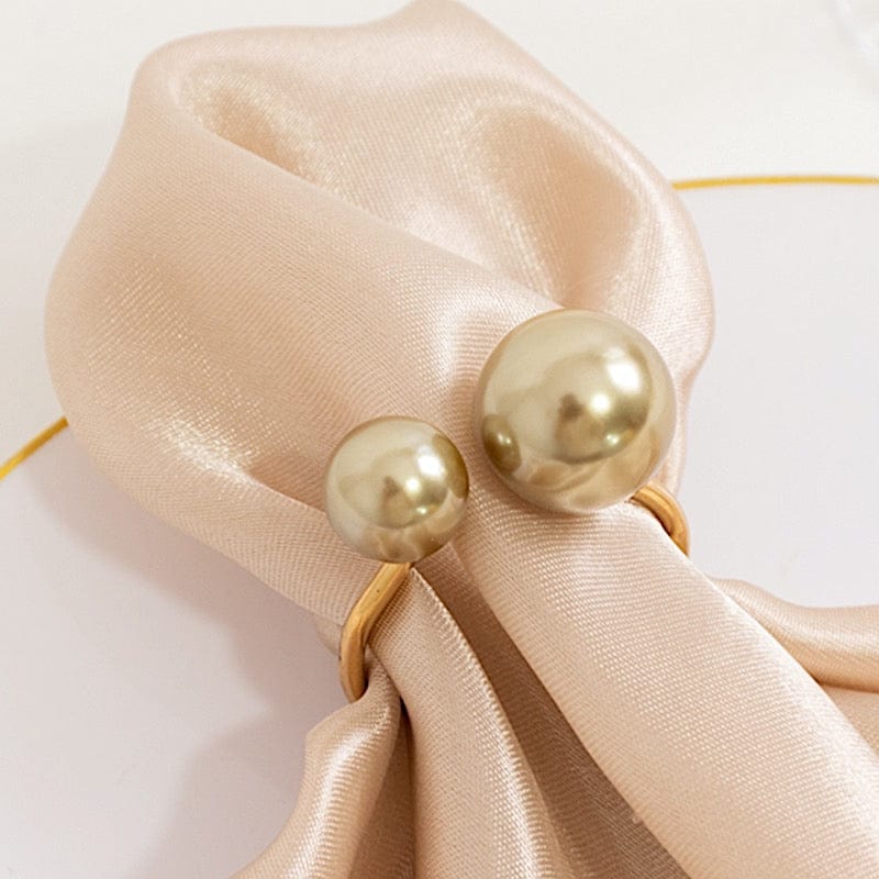 10 Metal 2.5" Napkin Rings with White Faux Pearls