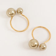 10 Metal 2.5" Napkin Rings with White Faux Pearls